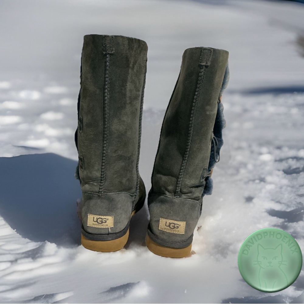 UGG Australia Bailey Button Triplet II Boots – Blue Suede, Women’s Size 6 - Picture 2 of 9